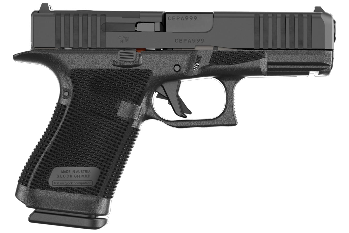 Glock 19 Gen6 9mm Optic Ready Pistol with Front Serrations and Fixed Standard Sights (LE)